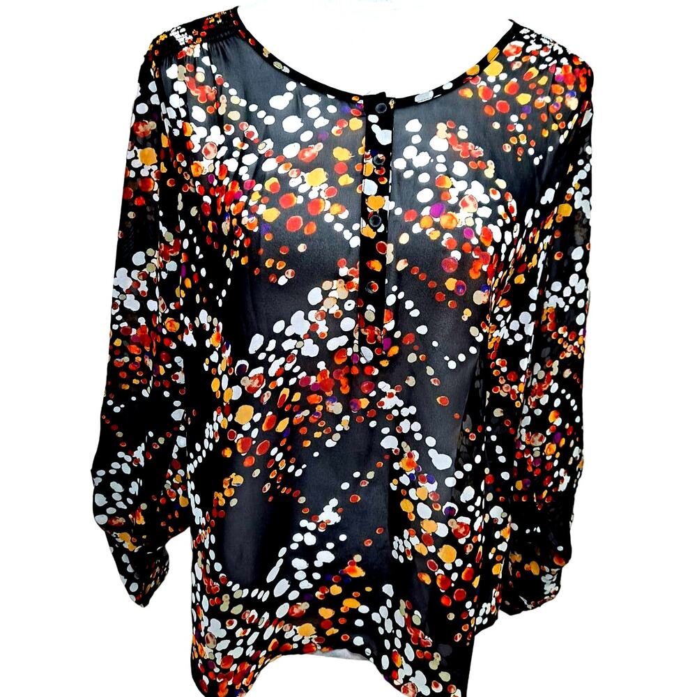 Daniel Rainn Sheer Polka dot Top Blouse  Sz Med